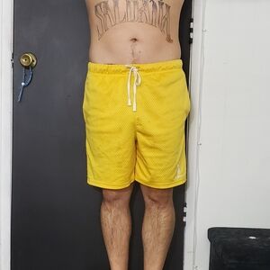 Playboy X PacSun Gold Text Mesh Basketball Shorts